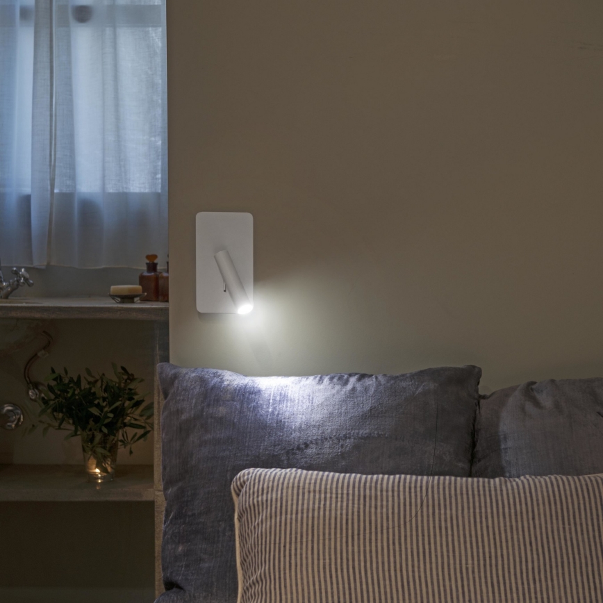 FARO 62117 - Светодиодный настенный точечный светильник SUAU LED/3W/230V USB белый