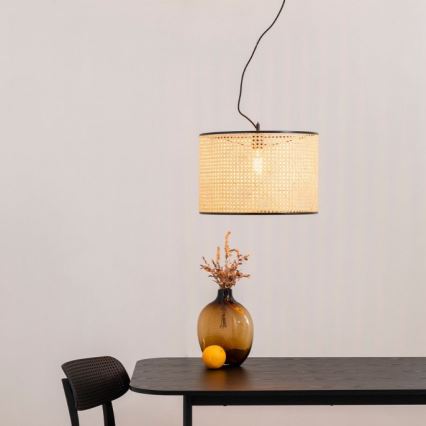 FARO 64314-48 - Люстра на тросе MAMBO 1xE27/15W/230V ротанг/черная