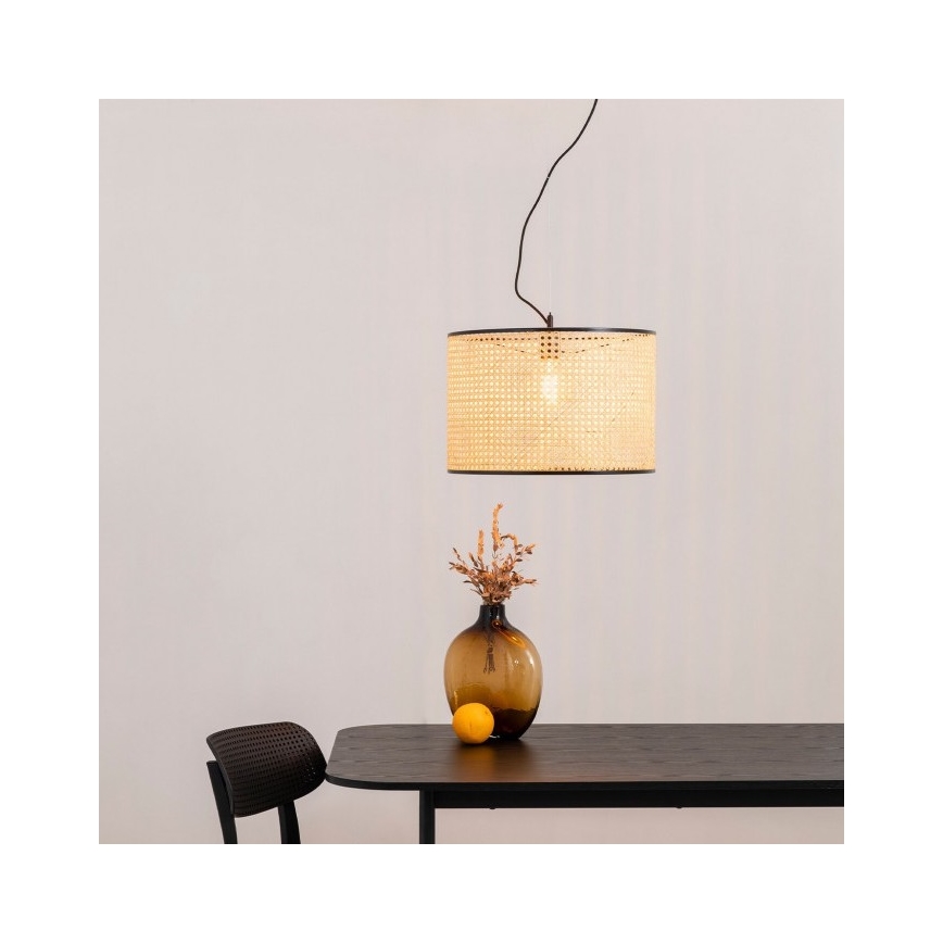 FARO 64314-48 - Люстра на тросе MAMBO 1xE27/15W/230V ротанг/черная