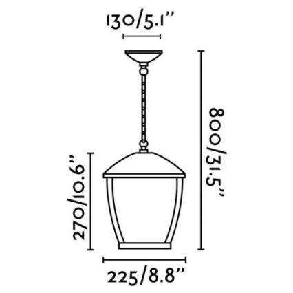 FARO 75002 - Уличная люстра на цепи WILMA 1xE27/100W/230V IP44