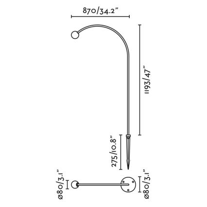 FARO 75562 - Вулична світлодіодна лампа CUCA LED/3W/24V 119,3 см IP65 антрацит