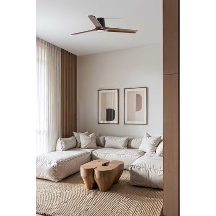 FARO 33839WT-1TW - Світлодіодний регульований стельовий вентилятор HEYWOOD TUB L LED/10W/230V 2700/4000/6000K сосна/чорний діаметр 132 см Wi-Fi Tuya + дистанційне керування