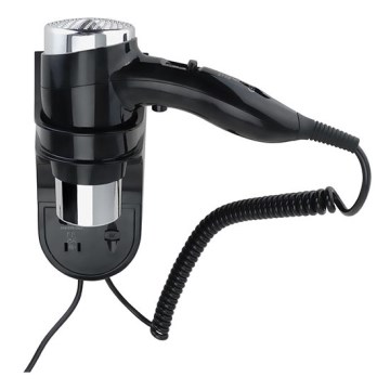 Фен с держателем 11x24 см, серебристый/чёрный