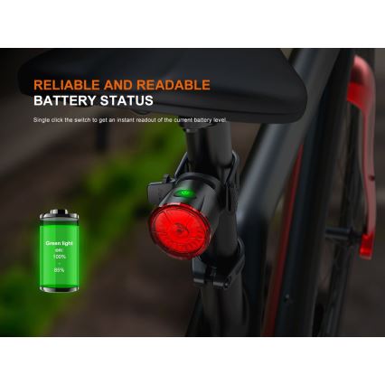Fenix BC06R - LED Акумуляторна велосипедна мигалка з регулюванням яскравості LED/USB IP66 90 лм 24,5 год. 560 mAh