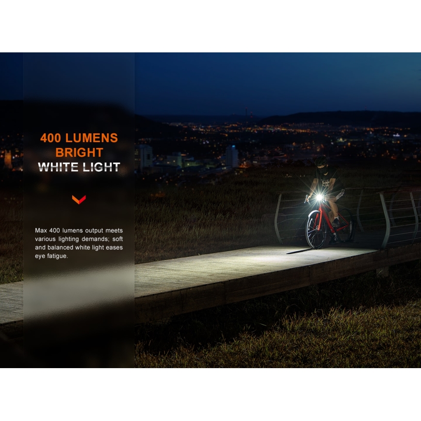 Fenix BC15R - LED Акумуляторний велосипедний ліхтар з регулюванням яскравості LED/USB IP66 400 лм 31,5 год. 2600 mAh