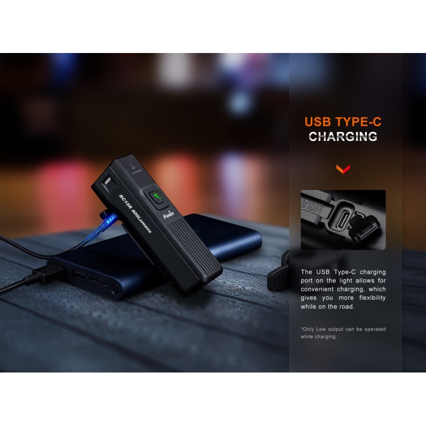 Fenix BC15R - Светодиодный аккумуляторный велосипедный фонарь с регулированием яркости LED/USB IP66 400 блестящий 31,5 ч 2600 mAh
