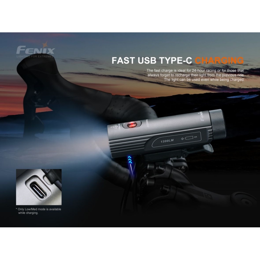 Fenix BC21RV30 - Акумуляторний велосипедний LED ліхтар LED/USB IP68 1200 lm 33 год