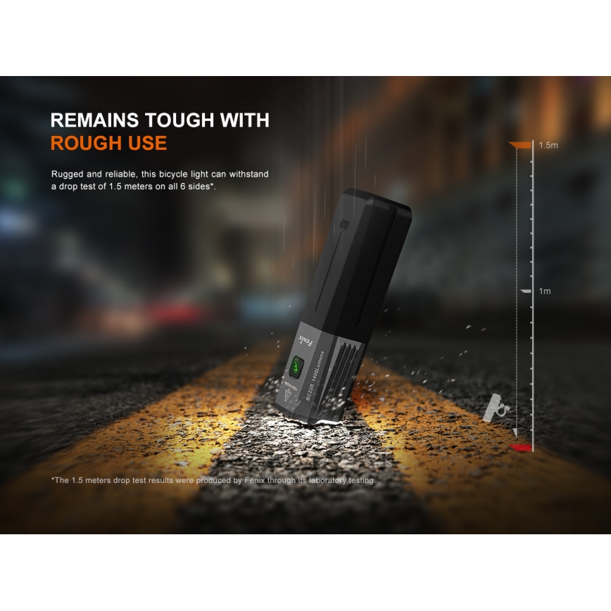Fenix BC22R - регульований LED-ліхтар для велосипеда, з USB-зарядкою, 3400 mAh, IP66, 1400 лм, 41 год, чорний