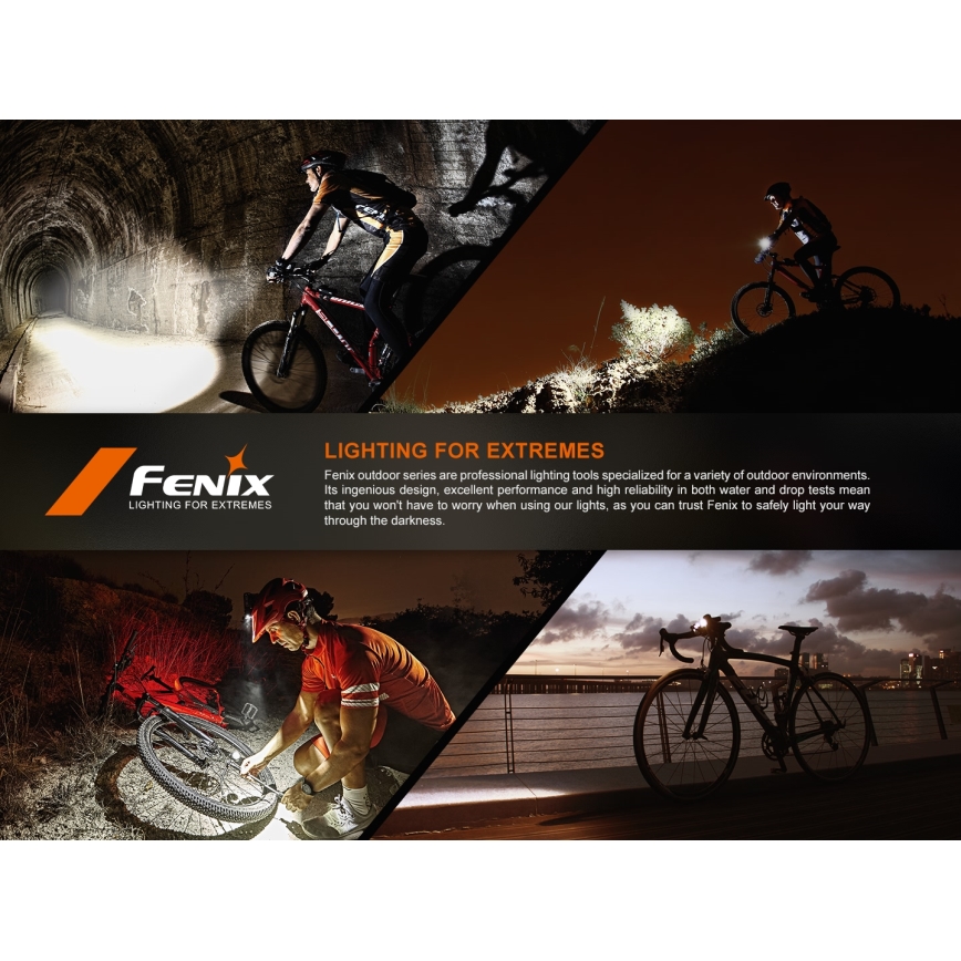 Fenix BC22R - регульований LED-ліхтар для велосипеда, з USB-зарядкою, 3400 mAh, IP66, 1400 лм, 41 год, чорний