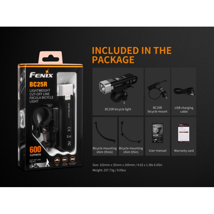 Fenix BC25R - Акумуляторний велосипедний LED ліхтар LED/USB IP66