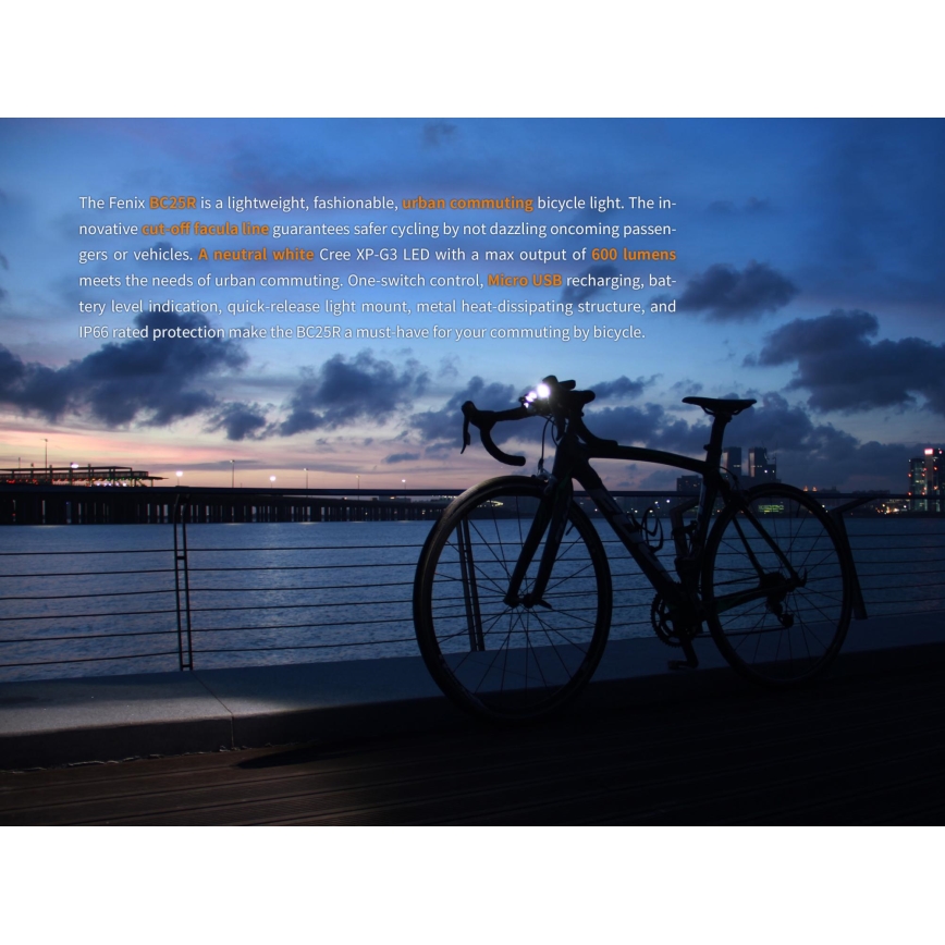 Fenix BC25R - Акумуляторний велосипедний LED ліхтар LED/USB IP66