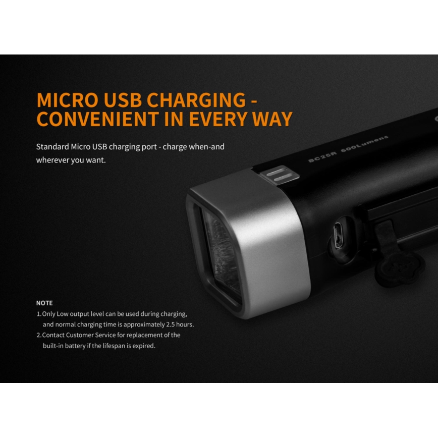 Fenix BC25R - Акумуляторний велосипедний LED ліхтар LED/USB IP66