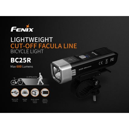 Fenix BC25R - Акумуляторний велосипедний LED ліхтар LED/USB IP66