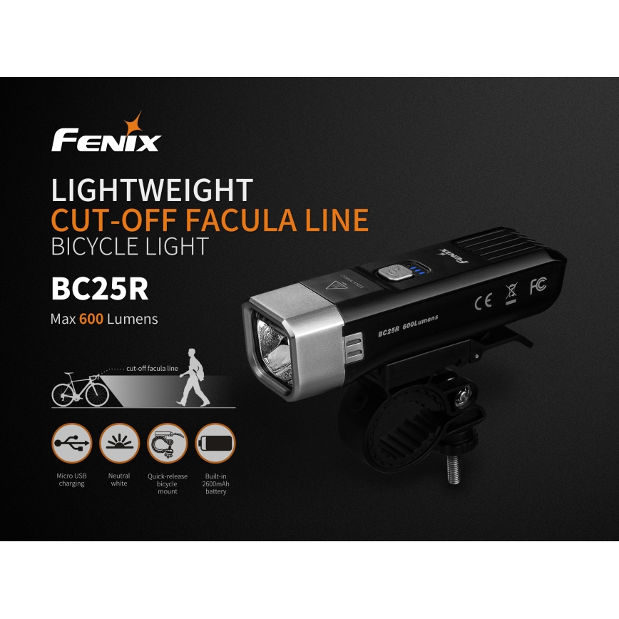 Fenix BC25R - Светодиодный аккумуляторный велосипедный фонарь LED/USB IP66
