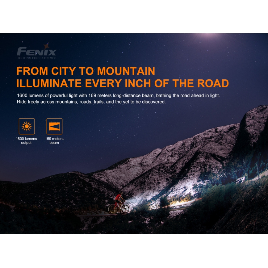 Fenix BC26R - Акумуляторний велосипедний LED ліхтар LED/USB IP68 1600 lm 65 год