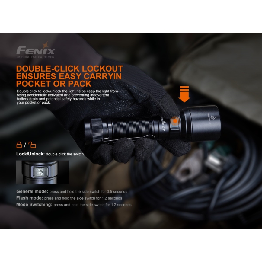 Fenix C7 - Светодиодный аккумуляторный фонарь с регулированием яркости 1xLED/1x21700 IP68 3000 лм 68 ч