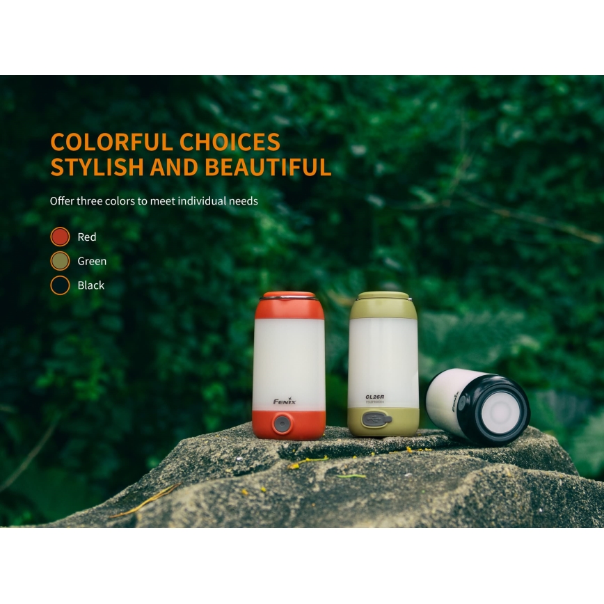 Fenix CL26RGREEN - Светодиодная портативная аккумуляторная лампа с регулированием яркости LED/USB IP66 400 лм 400 ч зеленый