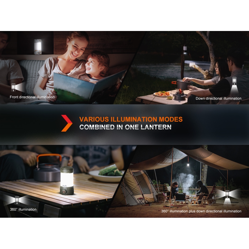 Fenix CL26RPROOLI - LED Портативна акумуляторна лампа з регулюванням яскравості LED/USB IP66 650 лм 408 год. 5000 mAh зелений