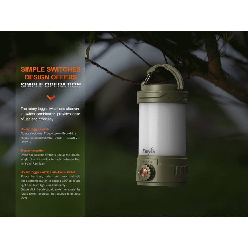 Fenix CL26RPROOLI - LED Портативна акумуляторна лампа з регулюванням яскравості LED/USB IP66 650 лм 408 год. 5000 mAh зелений