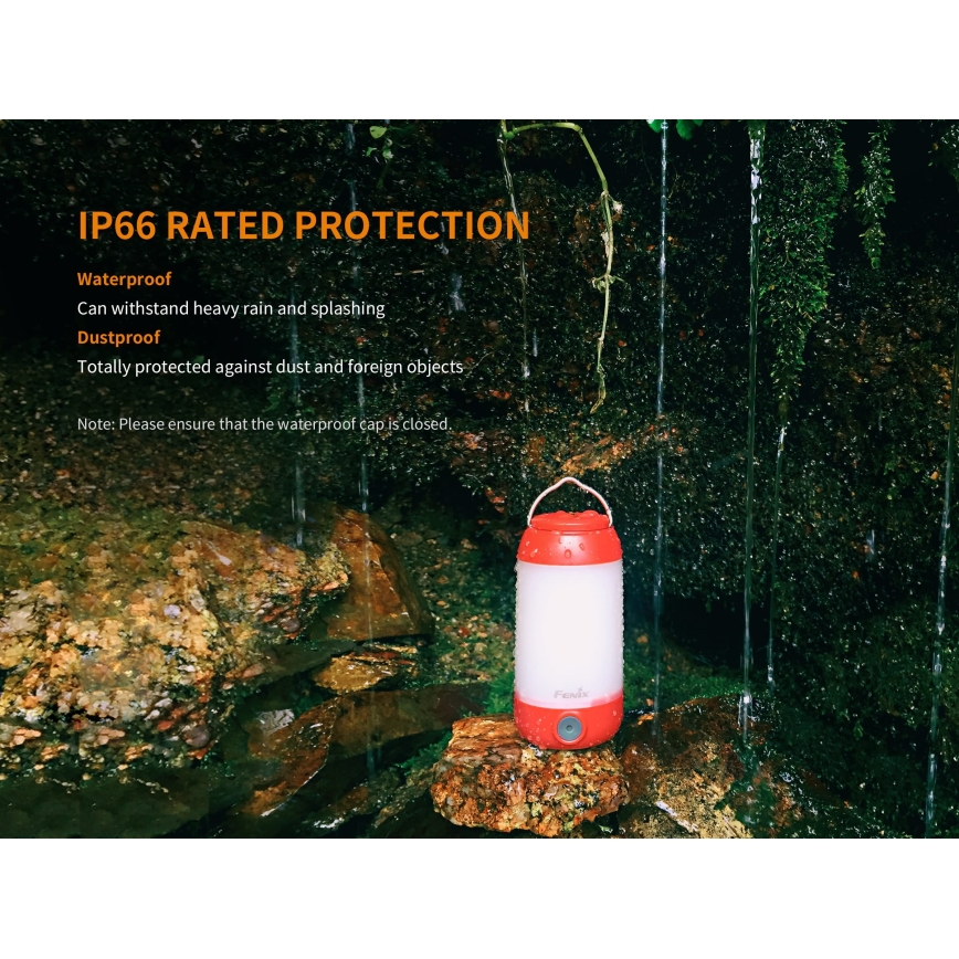 Fenix CL26RRED - Светодиодная портативная аккумуляторная лампа с регулированием яркости LED/USB/2xCR123A IP66 400 лм 400 ч 2600 mAh оранжевый