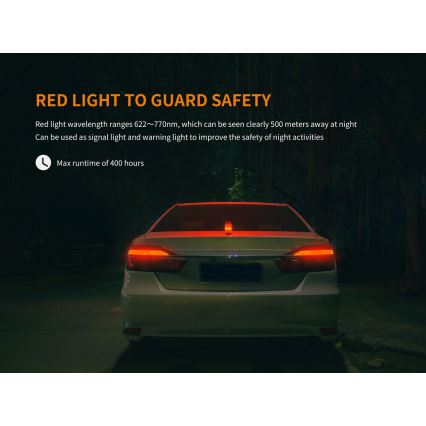 Fenix CL26RRED - Светодиодная портативная аккумуляторная лампа с регулированием яркости LED/USB/2xCR123A IP66 400 лм 400 ч 2600 mAh оранжевый