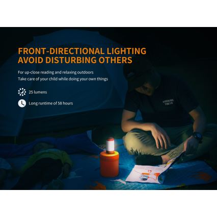 Fenix CL26RRED - LED Портативна акумуляторна лампа з регулюванням яскравості LED/USB/2xCR123A IP66 400 лм 400 год. 2600 mAh помаранчевий