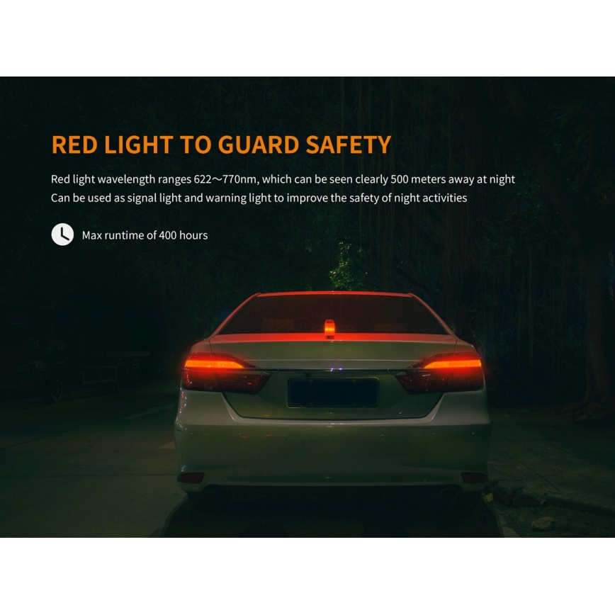 Fenix CL26RRED - LED Портативна акумуляторна лампа з регулюванням яскравості LED/USB/2xCR123A IP66 400 лм 400 год. 2600 mAh помаранчевий