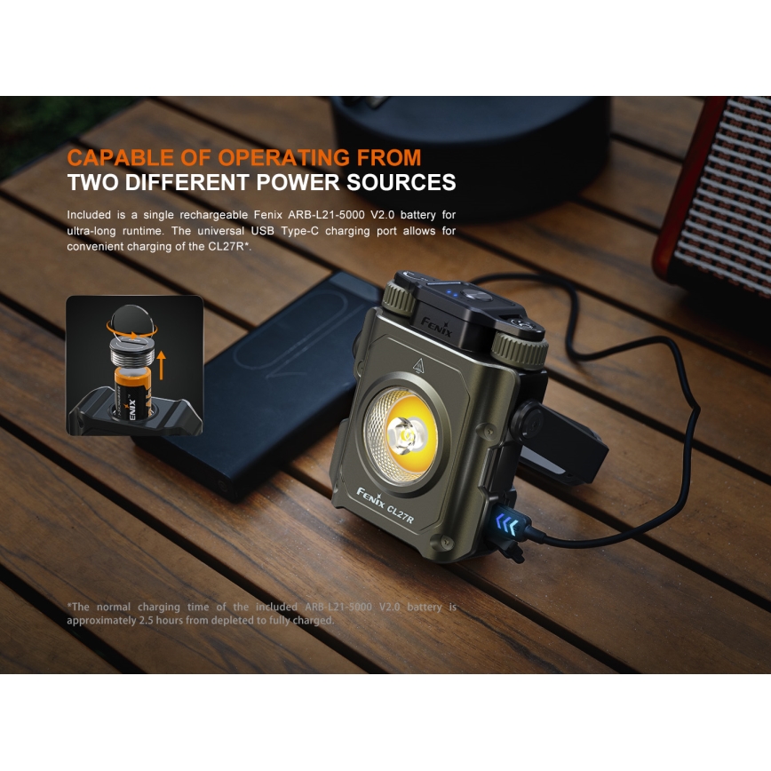 Fenix CL27RGRE - LED Акумуляторний світильник з регулюванням яскравості LED/USB IP66 1600 лм 285 год. 5000 mAh