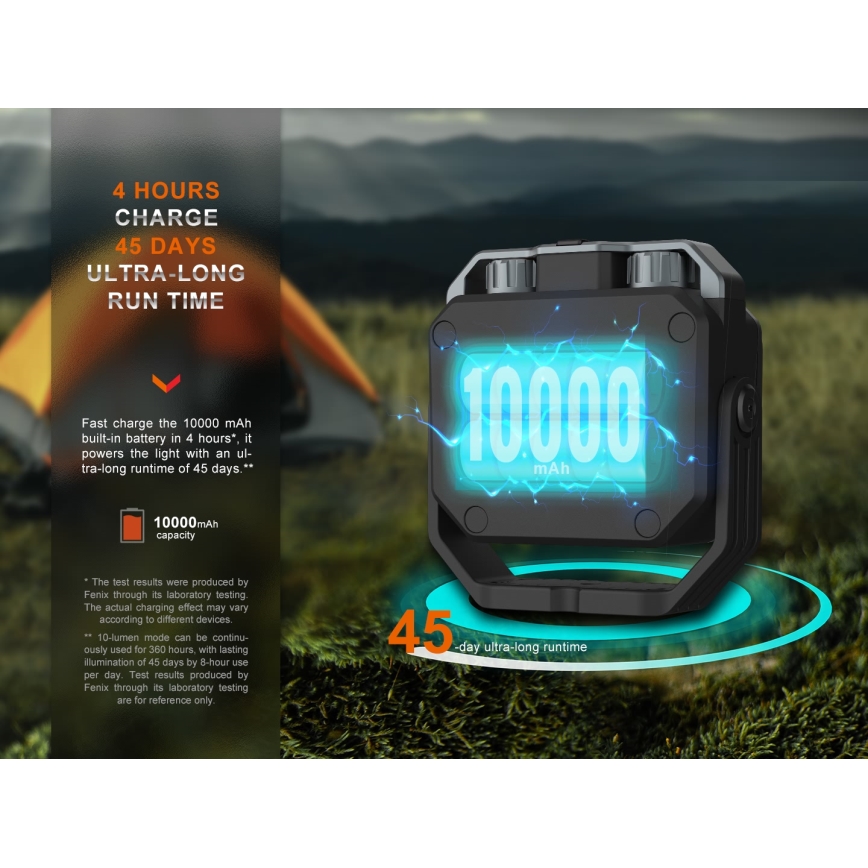 Fenix CL28R - LED Акумуляторний прожектор з регулюванням яскравості з універсальною мобільною батареєю LED/USB IP66 2000 лм 360 год. 10000 mAh
