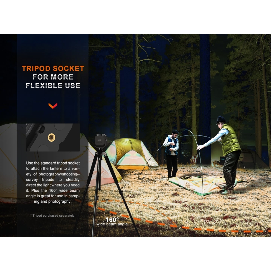 Fenix CL28R - Светодиодный аккумуляторный прожектор с регулированием яркости и повербанком LED/USB IP66 2000 лм 360 ч 10000 mAh