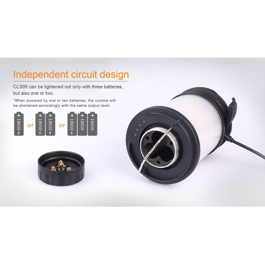 Fenix CL30R - Светодиодная портативная аккумуляторная лампа LED/USB/6xCR123A IPX7 650 лм 300 ч 2600 mAh