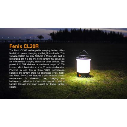 Fenix CL30R - Світлодіодна портативна акумуляторна лампа LED/USB/6xCR123A IPX7 650 лм 300 год. 2600 mAh