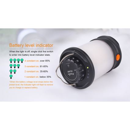 Fenix CL30R - Світлодіодна портативна акумуляторна лампа LED/USB/6xCR123A IPX7 650 лм 300 год. 2600 mAh