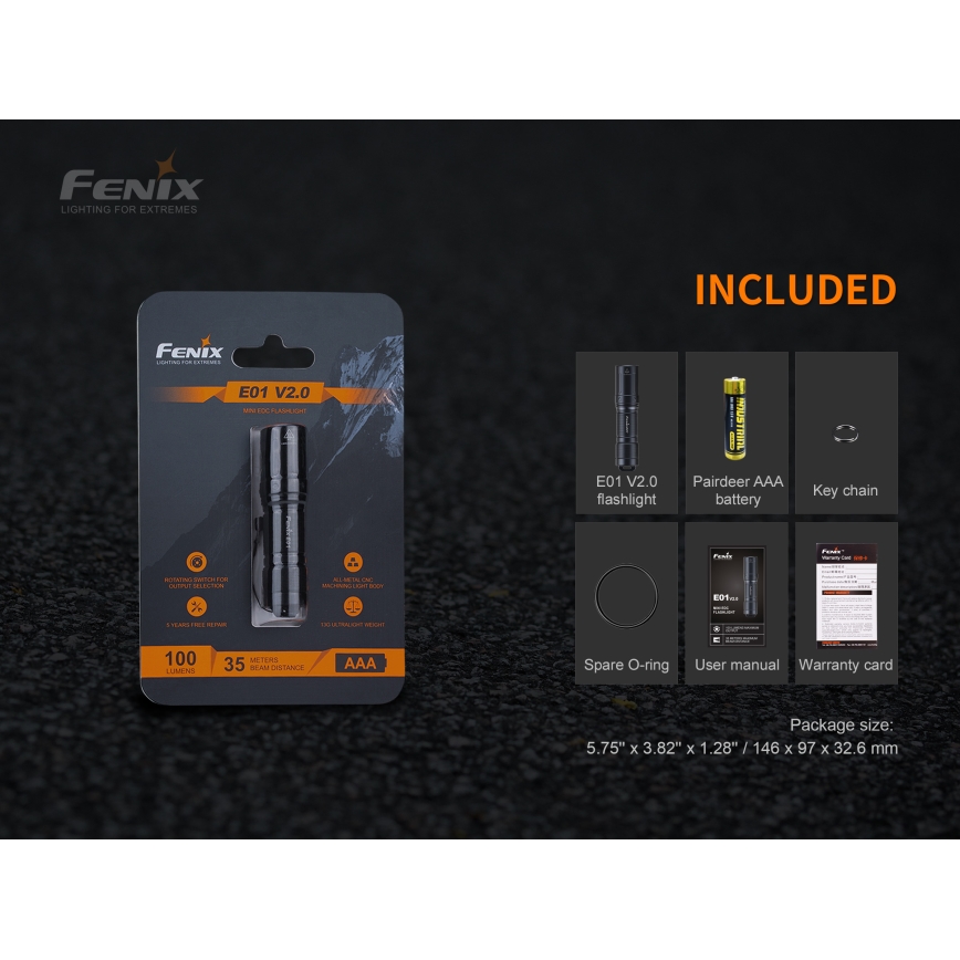 Fenix E01V20BLC - LED Ліхтар LED/1xAAA IP68