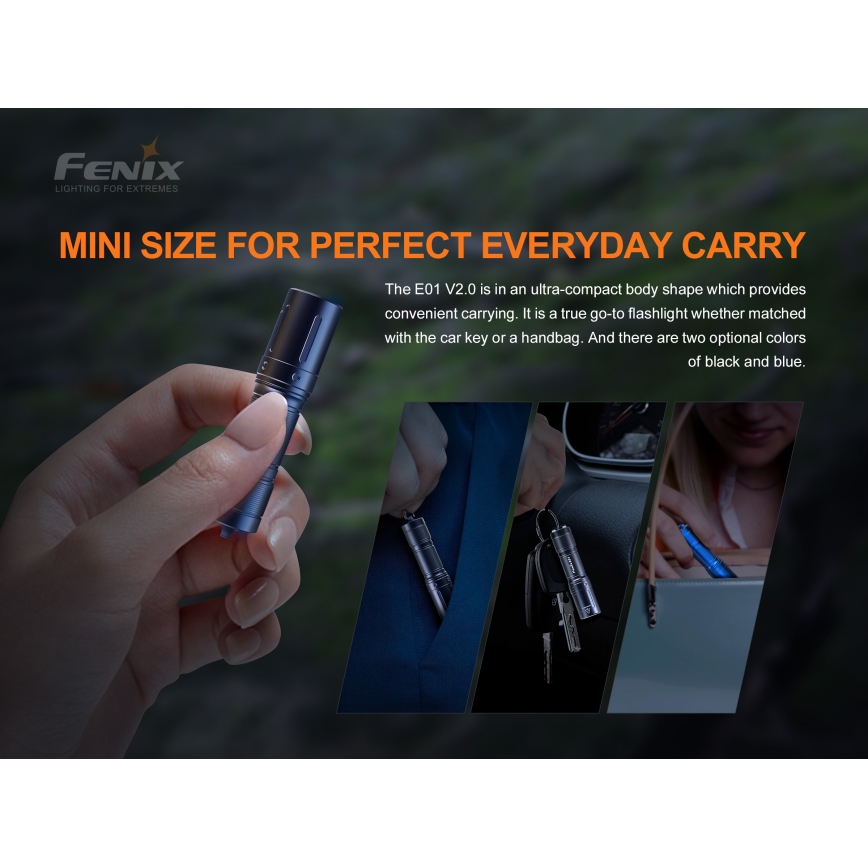Fenix E01V20BLC - LED Ліхтар LED/1xAAA IP68