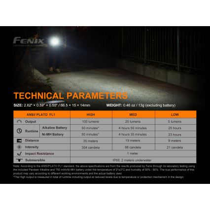 Fenix E01V20BLC - Светодиодный фонарь LED/1xAAA IP68