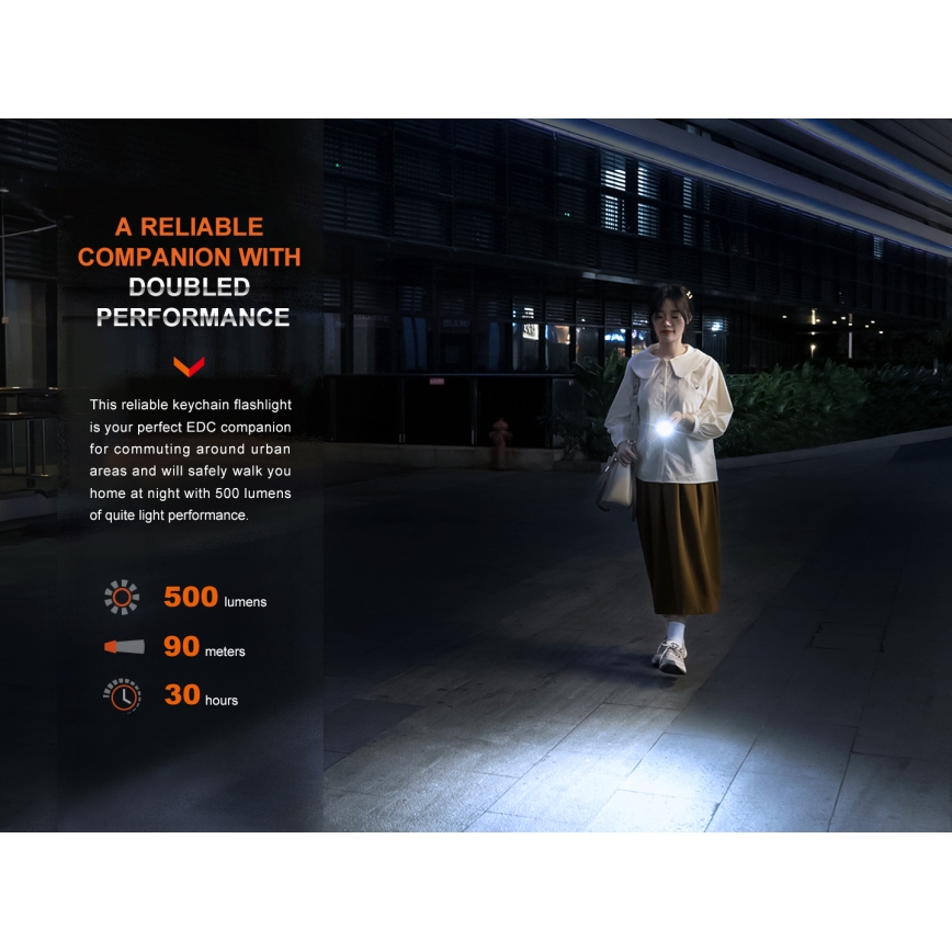 Fenix E03RV20BLU - Светодиодный аккумуляторный фонарь LED/USB IP66 500 лм 30 ч 400 mAh