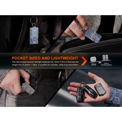 Fenix E03RV20BLU - Світлодіодний акумуляторний ліхтарик LED/USB IP66 500 лм 30 год. 400 mAh