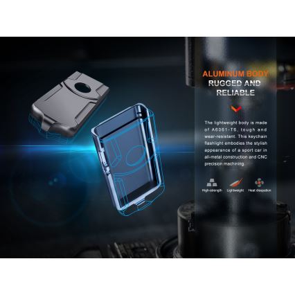 Fenix E03RV20GREY - Светодиодный аккумуляторный фонарь LED/USB IP66 500 лм 30 ч 400 mAh