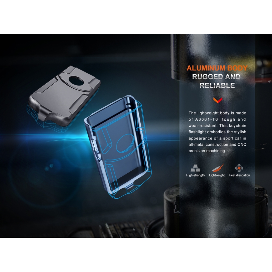 Fenix E03RV20GREY - Светодиодный аккумуляторный фонарь LED/USB IP66 500 лм 30 ч 400 mAh
