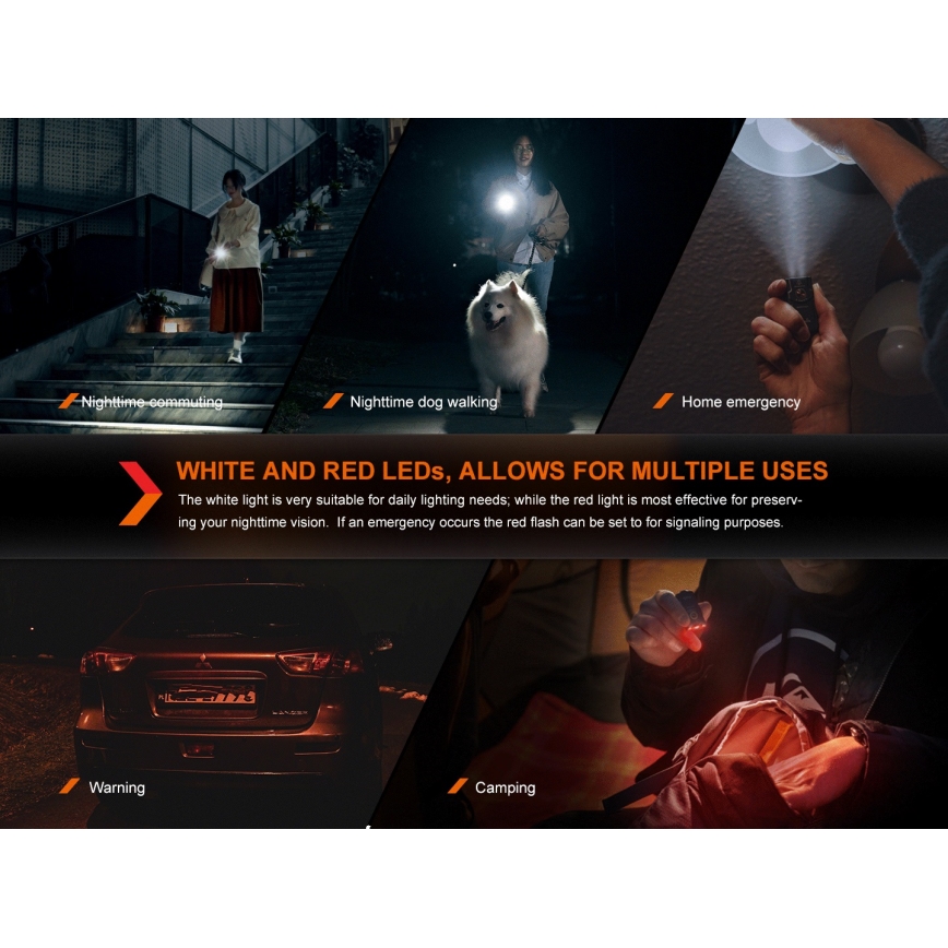 Fenix E03RV20GREY - Светодиодный аккумуляторный фонарь LED/USB IP66 500 лм 30 ч 400 mAh