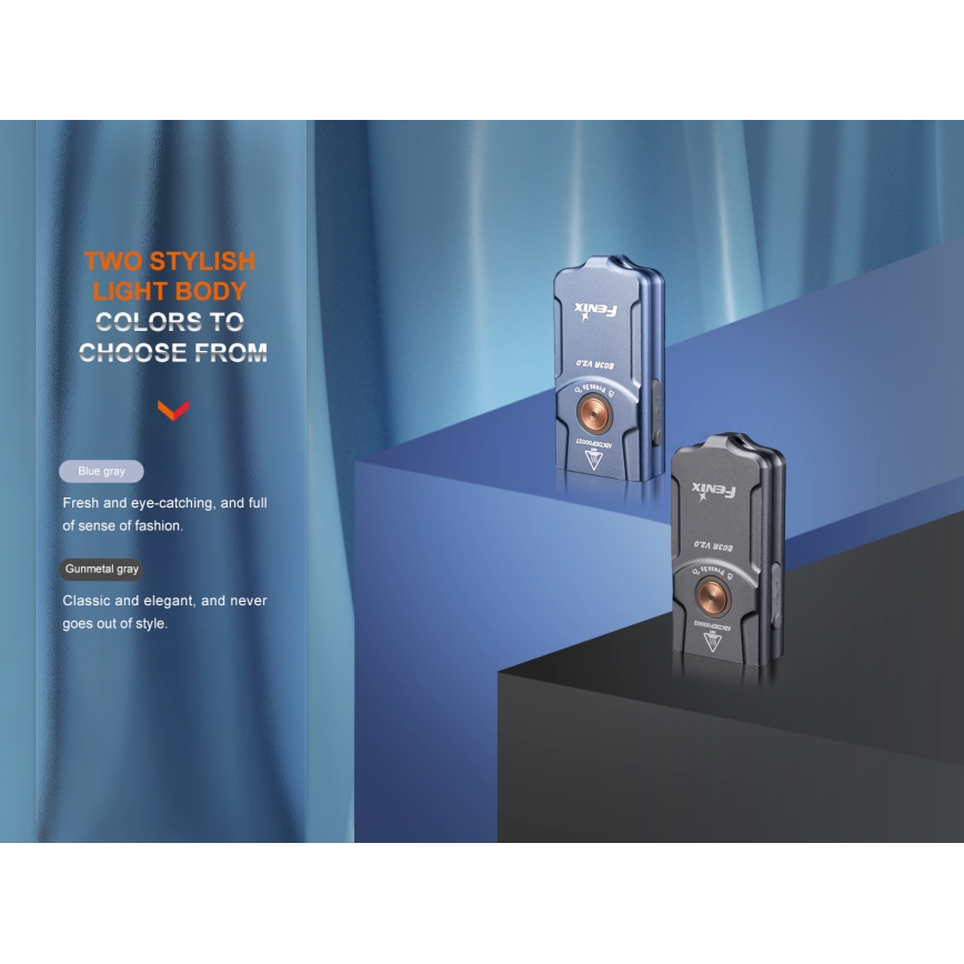 Fenix E03RV20GREY - Светодиодный аккумуляторный фонарь LED/USB IP66 500 лм 30 ч 400 mAh