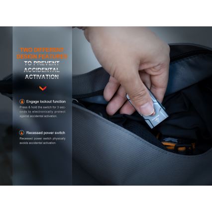 Fenix E03RV20GREY - Светодиодный аккумуляторный фонарь LED/USB IP66 500 лм 30 ч 400 mAh