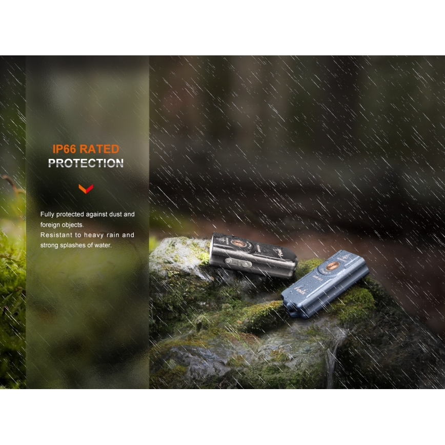 Fenix E03RV20GREY - Светодиодный аккумуляторный фонарь LED/USB IP66 500 лм 30 ч 400 mAh