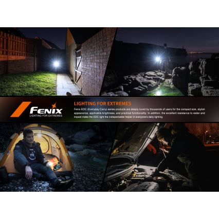Fenix E06RGRY - LED Акумуляторний ліхтарик з регулюванням яскравості UV LED/USB IP66 700 лм 60 год. 750 mAh сірий