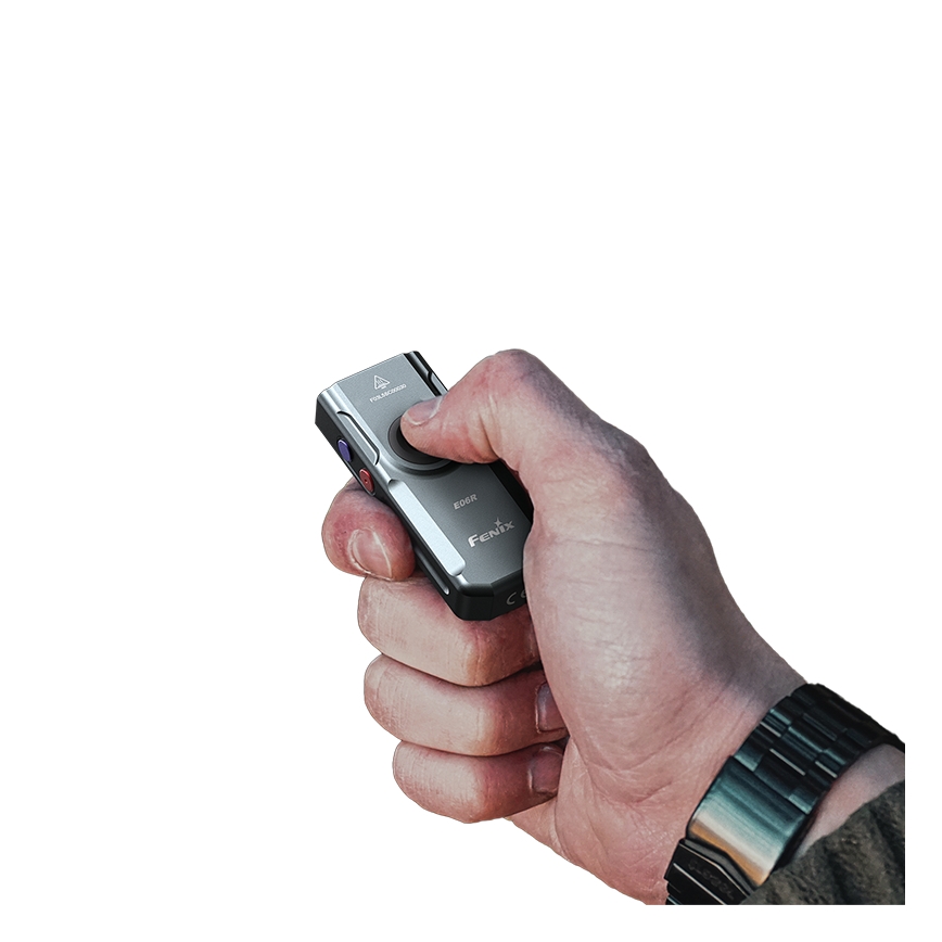 Fenix E06RGRY - LED Акумуляторний ліхтарик з регулюванням яскравості UV LED/USB IP66 700 лм 60 год. 750 mAh сірий
