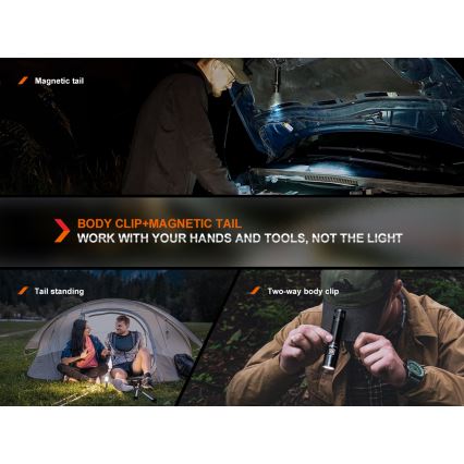 Fenix E28RV20 - Светодиодный аккумуляторный фонарь с регулированием яркости LED/USB/2xCR123A IP68 1700 блестящий 260 ч 3400 mAh