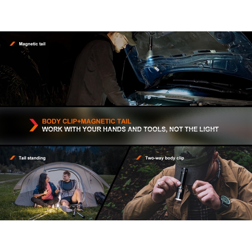 Fenix E28RV20 - Светодиодный аккумуляторный фонарь с регулированием яркости LED/USB/2xCR123A IP68 1700 блестящий 260 ч 3400 mAh