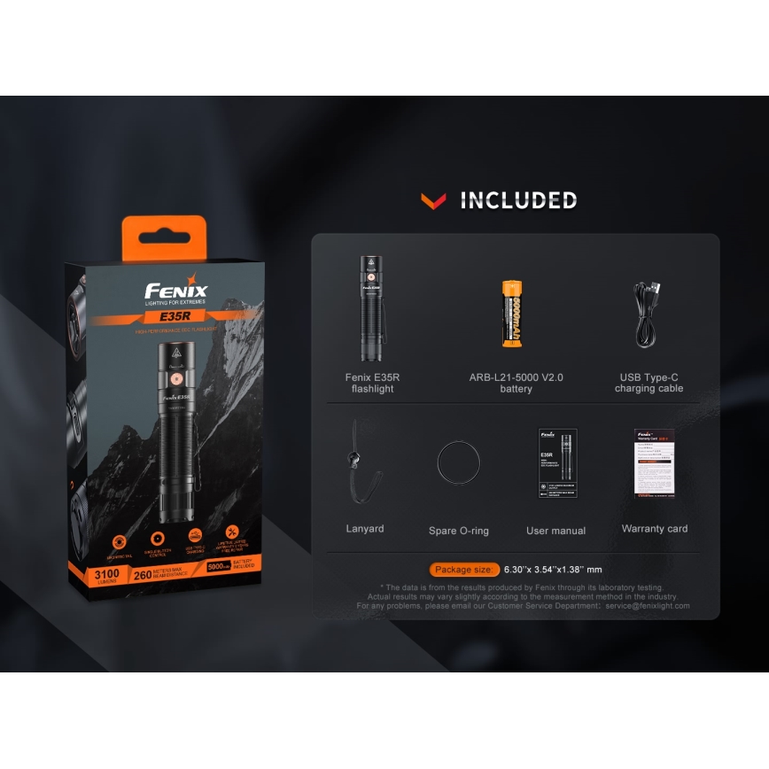 Fenix E35R - Світлодіодний акумуляторний ліхтарик LED/USB IP68 3100 лм 69 год