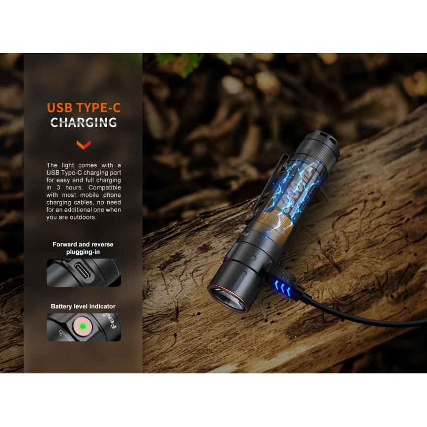 Fenix E35RSETAODS - LED акумуляторний ліхтарик з регулюванням яскравості  LED/USB IP68 3100 лм 69 год + дифузор 26,5 мм